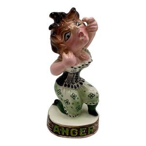 VTG Enesco‎ The Seven Deadly Sins "Anger" Woman Figurine Japan 6" Tall